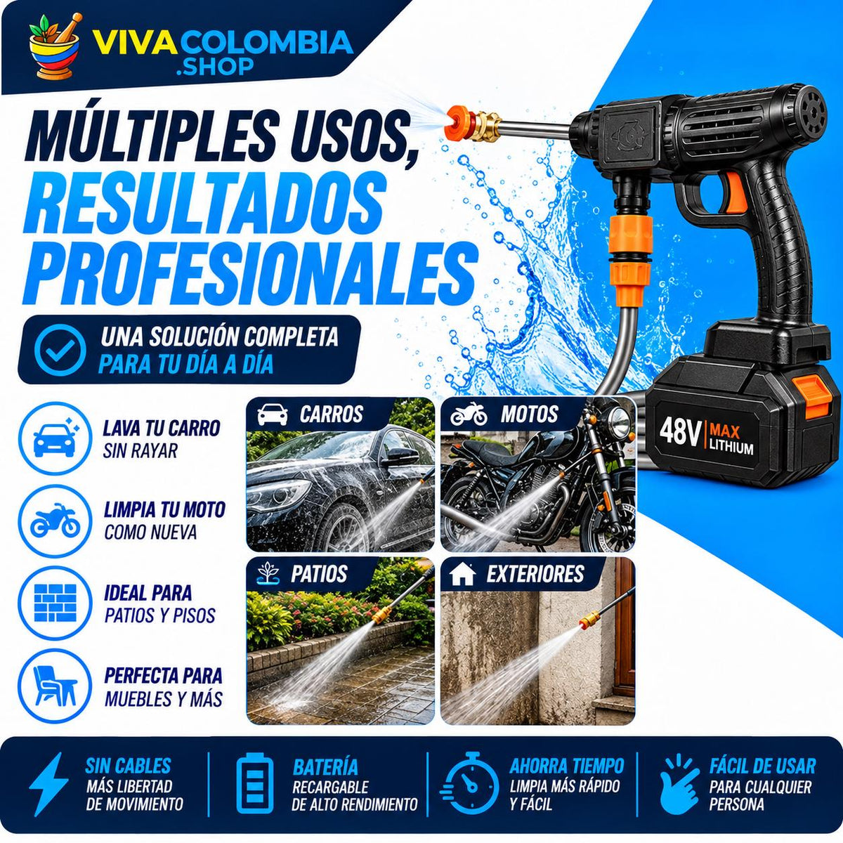 Hidrolavadora Inalambrica Alta Presion - Incluye segunda batería de regalo